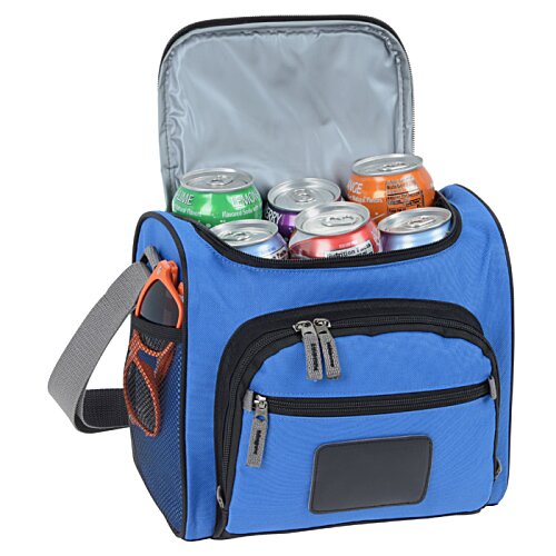 Additional Image 1 - a blue cooler bag with a zipper