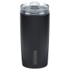 a black tumbler with a clear lid