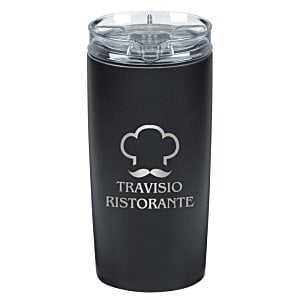 Additional Image 3 - a black beverage container with a white logo