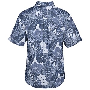 Additional Image 1 - a back view of a blue shirt