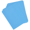 a blue card with a white background