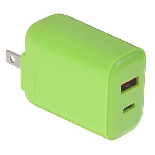 Additional Image 1 - a green power adapter with two usb ports