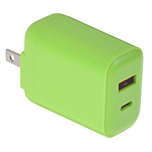 Additional Image 1 - a green power adapter with two usb ports
