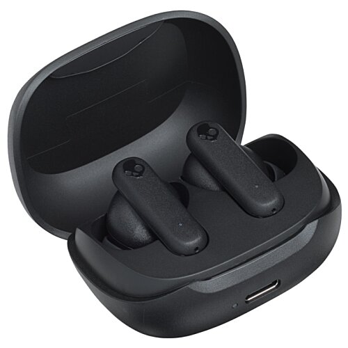 Additional Image 3 - a black wireless earbuds in a case