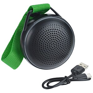 Additional Image 1 - a black round object with a green strap