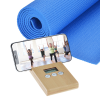 a blue yoga mat and a cellphone
