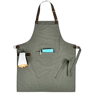 Additional Image 1 - a grey apron with a blue label