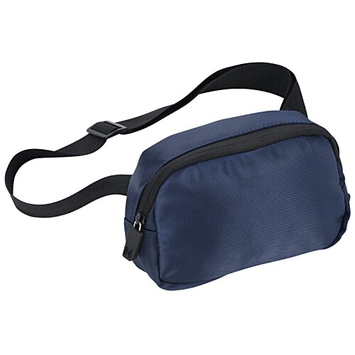 Additional Image 2 - a blue waist bag with a black strap