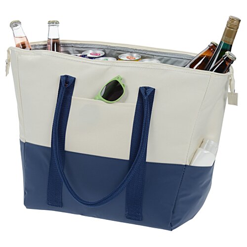 Additional Image 1 - a blue and white bag with a bottle in it