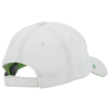 a white hat with green trim