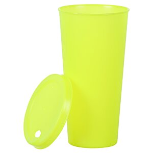 Additional Image 1 - a yellow plastic cup with a lid