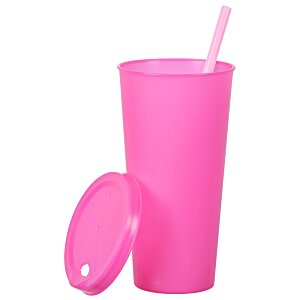 Additional Image 1 - a pink cup with a straw