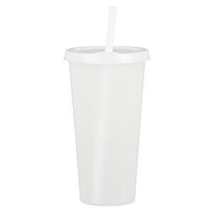 Additional Image 1 - a white plastic cup with a straw
