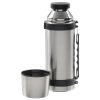 a silver and black thermos