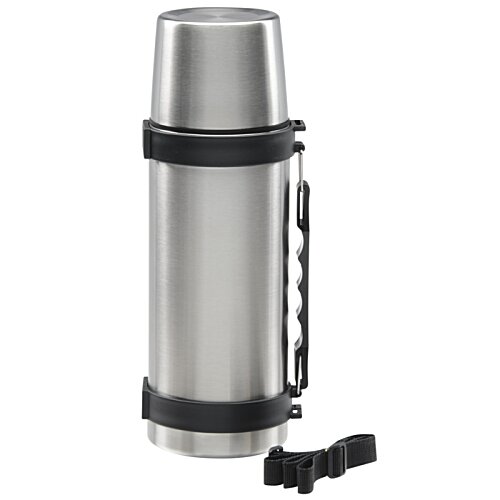Additional Image 5 - a silver thermos with black straps