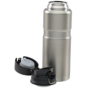 Additional Image 4 - a silver thermos bottle with a black cap