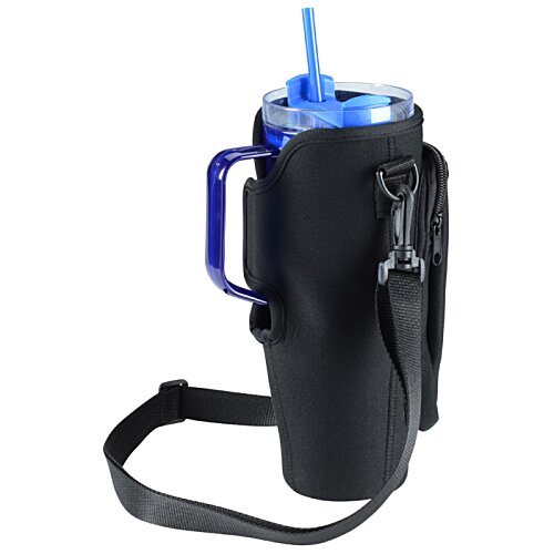Additional Image 1 - a black and blue water bottle with a straw