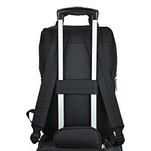 Additional Image 3 - a black backpack with silver handles