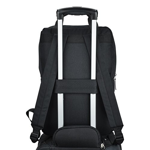 Additional Image 3 - a black backpack with silver handles