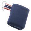 a grey pouch with a rainbow colored strap