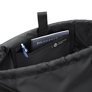 Additional Image 1 - a black bag with a strap and a few cards inside