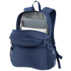 a blue backpack with a white pocket