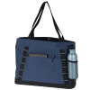 a blue bag with a water bottle