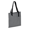 a grey bag with black handles