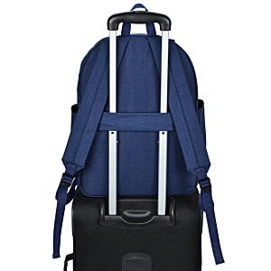 Additional Image 3 - a blue backpack with silver straps