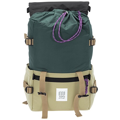 Additional Image 2 - a green backpack with a purple strap