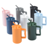 a group of colorful mugs