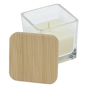 Additional Image 1 - a square wooden coaster with a candle in it