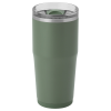 a green tumbler with a lid