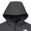 a black hooded jacket with a white logo