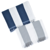 a blue and white striped towel