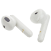 a pair of white earbuds