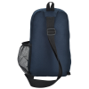 a blue backpack with a strap