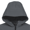 a grey hooded jacket with a white background