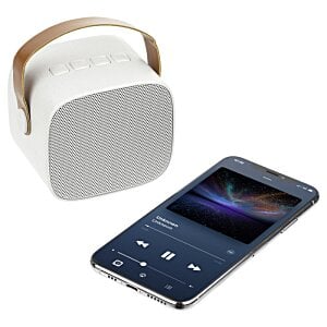 Additional Image 2 - a white speaker next to a cell phone