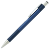 a blue pen with a white cap