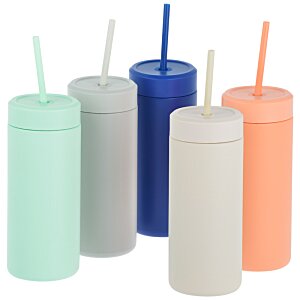 Additional Image 2 - a group of plastic cups with straws