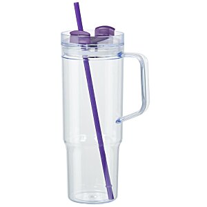 Additional Image 1 - a clear plastic cup with purple straw