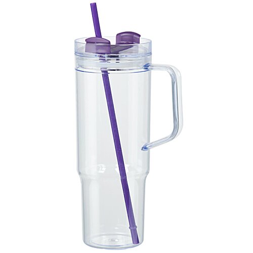 Additional Image 1 - a clear plastic cup with purple straw