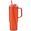 a red drink cup with straw and straw