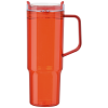 a red plastic cup with a handle