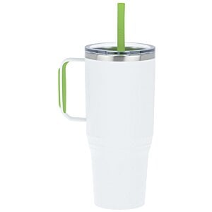 Additional Image 1 - a white and green cup with a straw