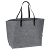 a grey bag with black handles