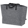 a grey bag with black handles