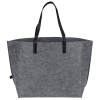 a grey bag with black handles