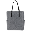 a grey bag with black handles